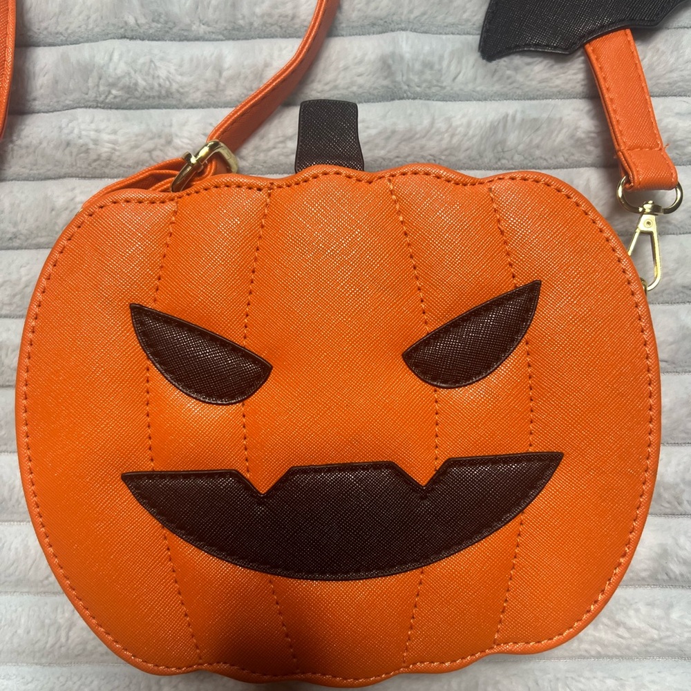 Orange Pumpkin Jack o lantern Crossbody Bag - Picture 2 of 9